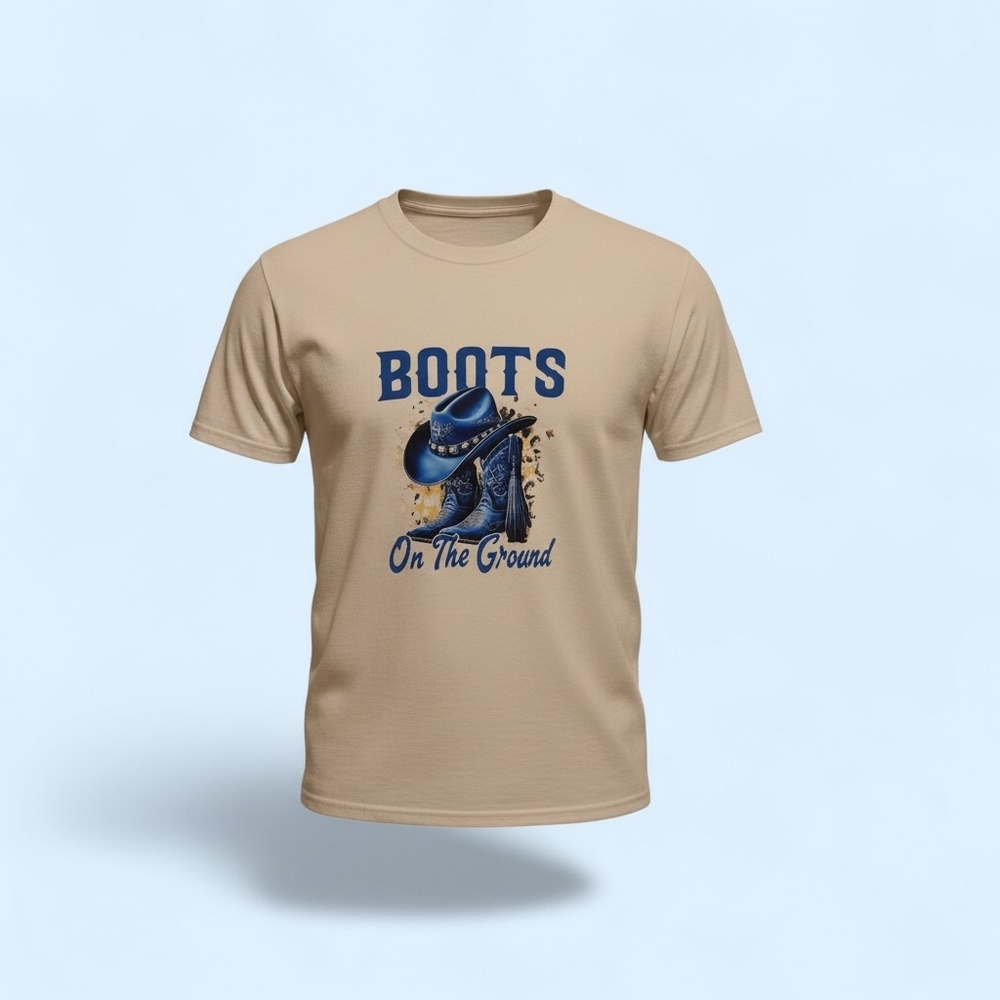 WhiteGraphic T-Shirt with Blue Design
